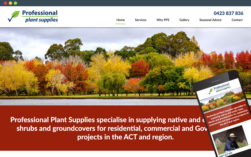 Professional Plant Supplies website on mobile and laptop view