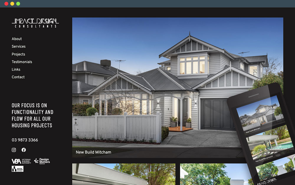 Impact Design Consultants website on mobile and laptop view