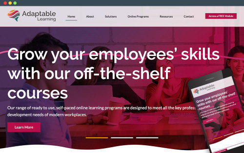 Adaptable Learning website on mobile and laptop view