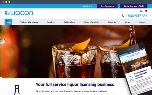 Liqcon website on mobile and laptop view