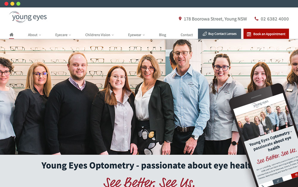 Young Eyes Optometry website on mobile and laptop view