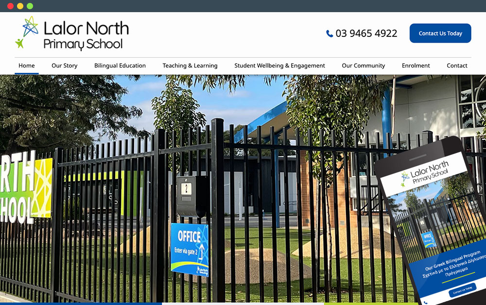 Lalor North Primary School website on mobile and laptop view