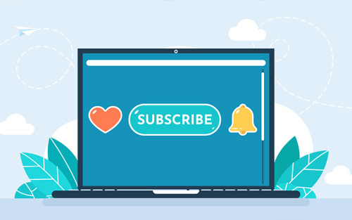 Illustration of a laptop with a subscribe button
