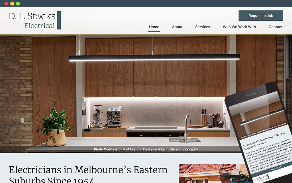 Portfolio image of DL Stocks Electrical website on desktop and mobile screen