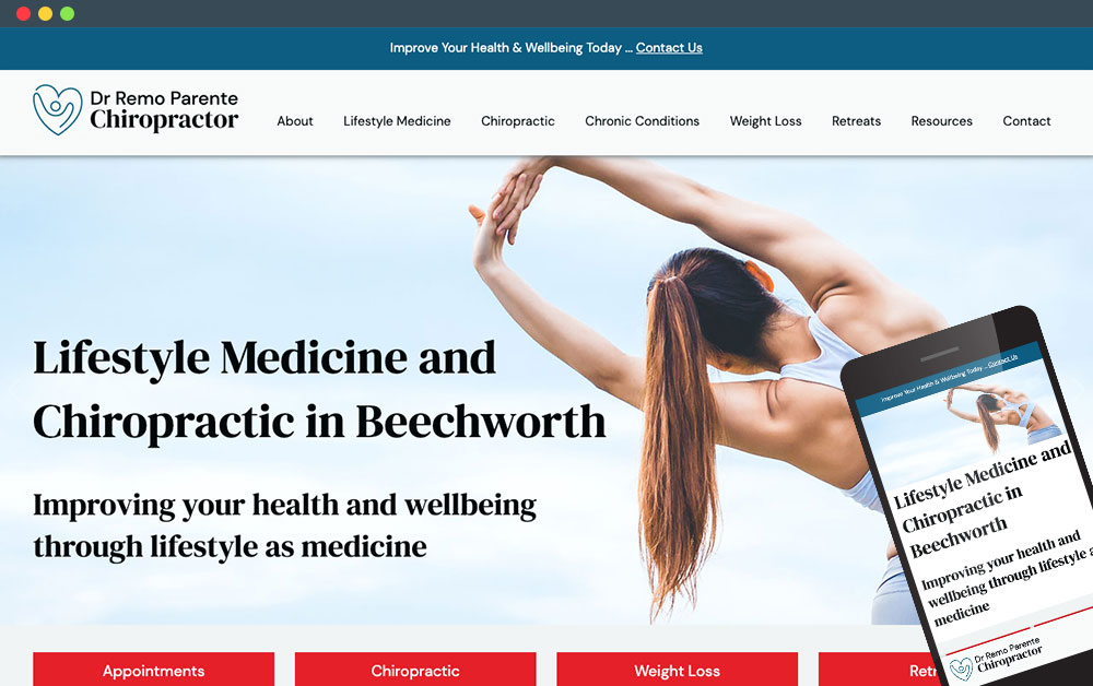 Portfolio image of Dr Remo website on desktop and mobile screen