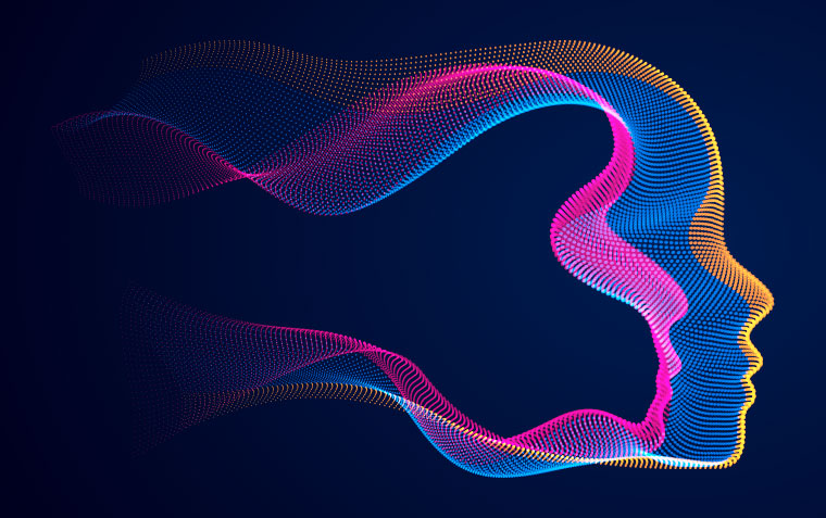 Illustration made of dots implying movement
