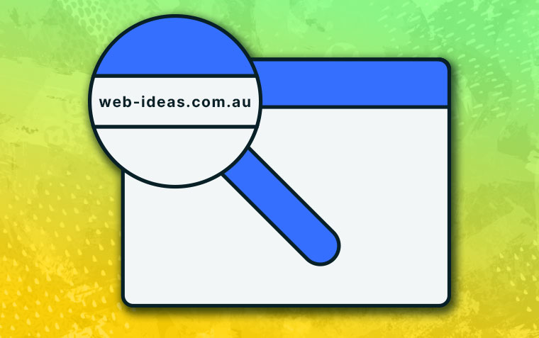 Illustration of a webpage with a magnifying glass on the URL