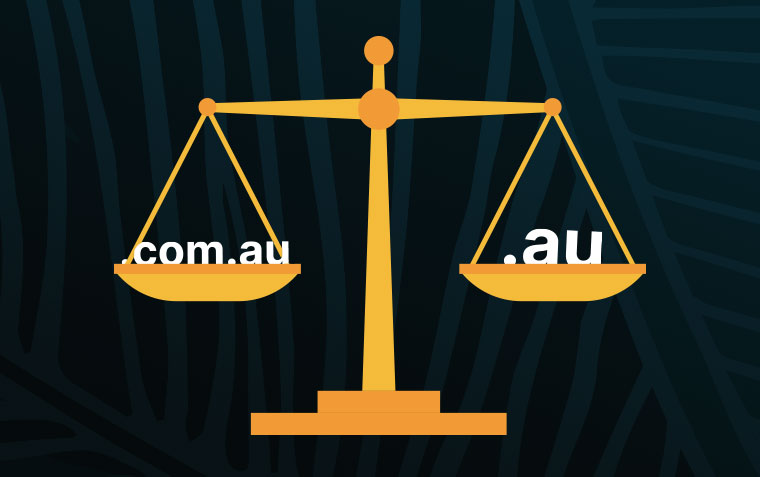 illustration of a set of scales with .com.au and .au on either side