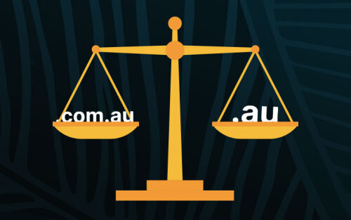 illustration of a set of scales with .com.au and .au on either side