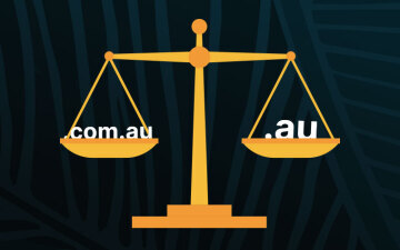 illustration of a set of scales with .com.au and .au on either side