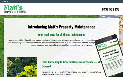 Matts Property Maintenance Website in desktop and mobile view