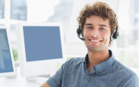 Smiling man with headset on