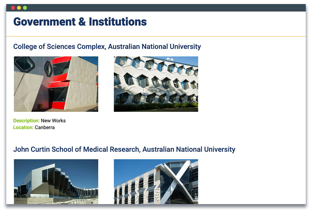 Screenshot of Hawker Roofing's project showcase