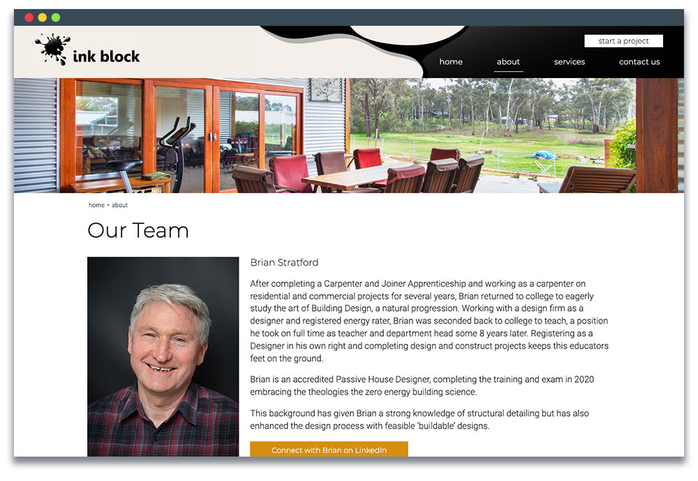 Screenshot of Ink Block's Meet the Team page