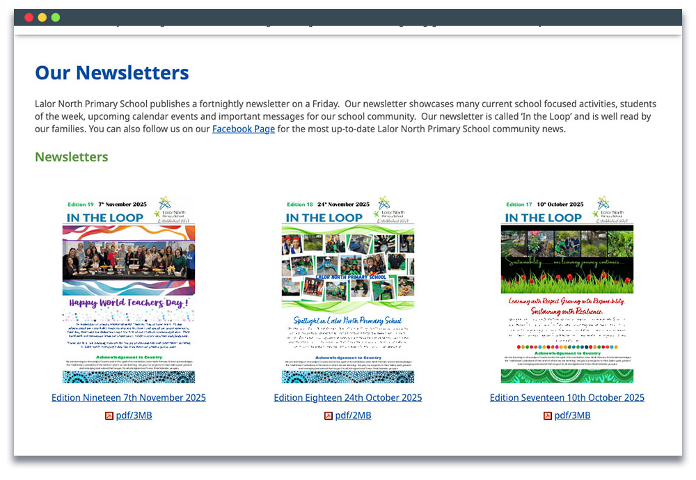 Lalor North PS Newsletter page