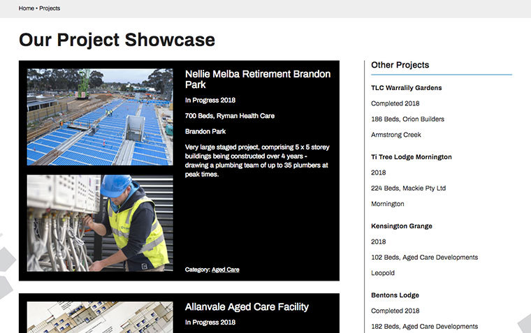 Project showcase on Blue Ribbon Plumbing website
