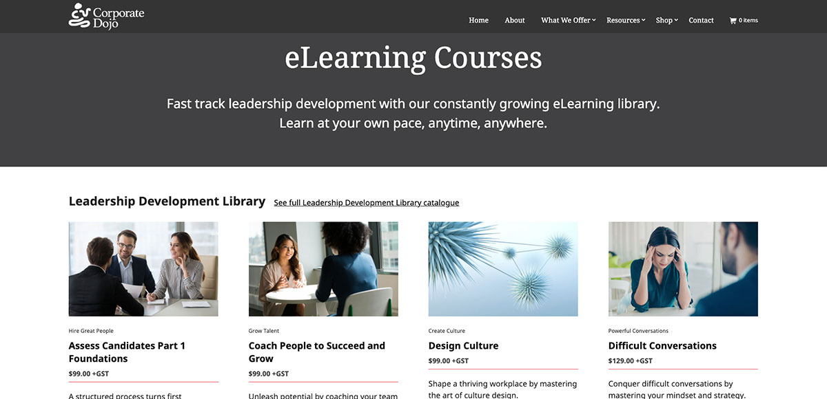 eLearning lessons on Corporate Dojo